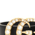 Calfskin Crystal Double G 55mm Belt 75 30 Black - 图片 5