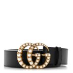 Moon Calfskin Pearl Double G 40mm 75 30 Belt Black Cream