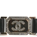 Lambskin Ruched Crystal CC Belt 75 30 Black - 图片 4