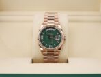 Rolex Day-Date 36 mm President Rose Gold Green Aventurine Diamond Dial Fluted Bezel - 128235 - 图片 2