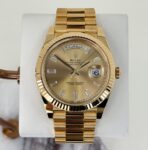 Rolex Day-Date 40 Yellow Gold Champagne Diamond Dial & Fluted Bezel President Bracelet 228238 -