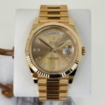 Rolex Day-Date 40 Yellow Gold Champagne Diamond Dial & Fluted Bezel President Bracelet 228238 -