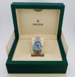 Rolex Day-Date 40 Platinum Ice Blue Diagonal Motif Dial & Smooth Bezel President Bracelet 228206 - - 图片 3