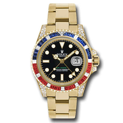 116758SARU.jpg Rolex GMT-Master II 116758SARU 18K Yellow Gold Black Dial - 图片 1
