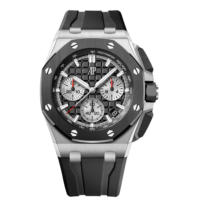 12905.jpg 43mm Chronograph Stainless Steel Ceramic “Méga Tapisserie” Black Dial - 图片 1