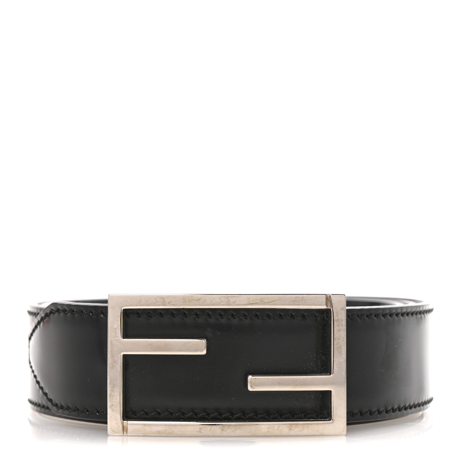 133cdcff743869e7b898f588fee42e9c.jpg Calfskin FF Belt Black - 图片 1