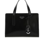 Prada Logo Detailed Top Handle Tote Bag in Black