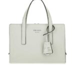 Prada Logo Detailed Top Handle Tote Bag in White