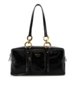 Dangle Medium Leather Top Handle Bag Black
