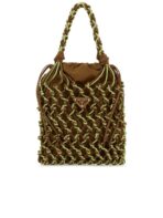 Prada Noué Small Macramé and Suede Bag