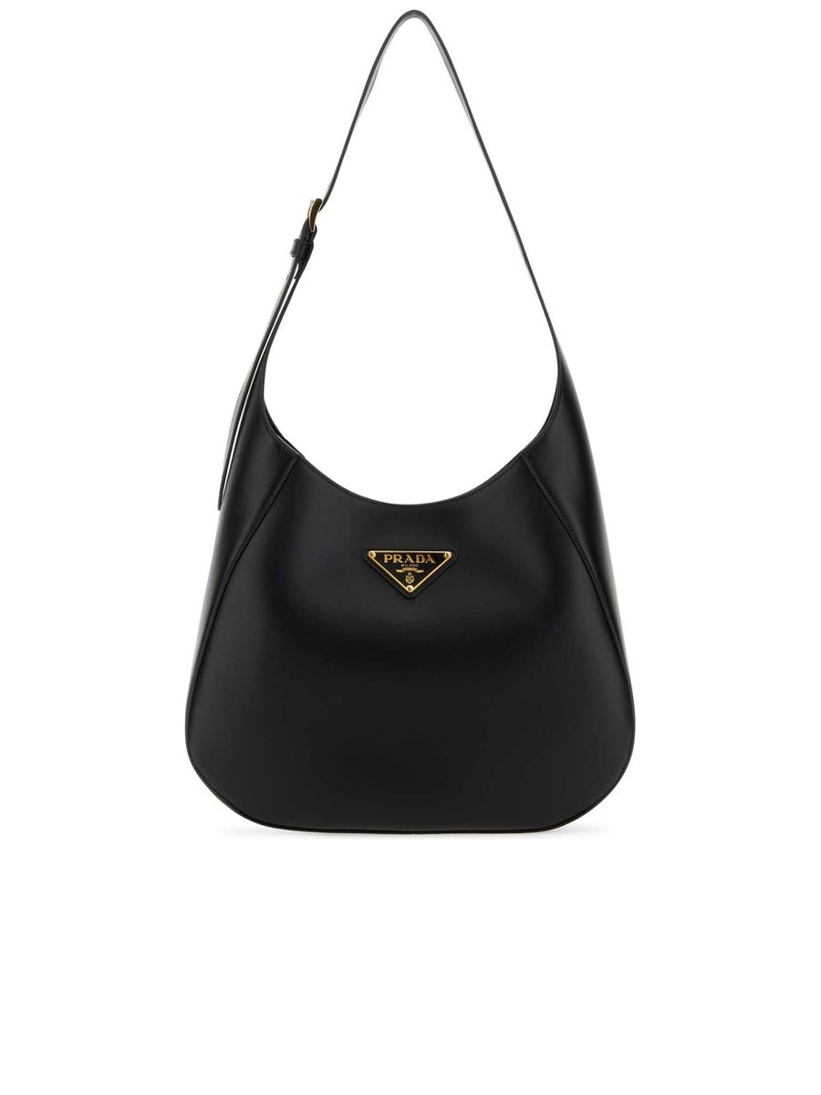 1BC1962AIX_F0002-1.jpg Logo Plaque Medium Hobo Bag Black - 图片 1