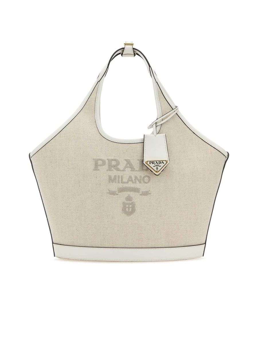 1BG471VOAH2DLI_F0N86-1.jpg Natural Medium Linen Blend And Leather Tote Bag - 图片 1