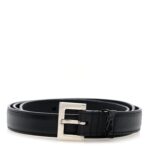 Grained Calfskin Monogram Cassandre Extra Thin Square Buckle Belt 85 34 Black