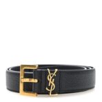 Grained Calfskin Monogram Cassandre Square Buckle Belt 85 34 Black