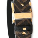 Cuoio Romano Glazed Fabric FF 1974 Reversible Belt 90 36 Black Tobacco Moro - 图片 3