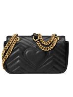 GG Marmont Mini Matelassé Black Leather Shoulder Bag - 图片 4