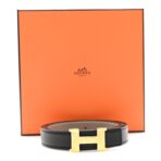 Swift Epsom 24mm Mini Constance H Belt 95 38 Black Etoupe - 图片 5