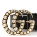 Moon Calfskin Pearl Double G 40mm Belt 75 30 Black Cream - 图片 7