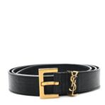 Calfskin Monogram Square Buckle Belt 85 34 Black