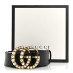 Moon Calfskin Pearl Double G 40mm Belt 75 30 Black Cream - 图片 8