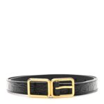 Calfskin Crocodile Embossed Double Buckle Belt 80 32 Black