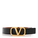 Glossy Calfskin VLogo Reversible 30mm Belt 80 32 Saddle Brown Black