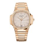 35mm 18k Rose Gold Silver Dial Diamond Bezel