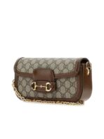 Gucci Horsebit 1955 Small Shoulder Bag in Beige and Ebony GG Supreme - 图片 2