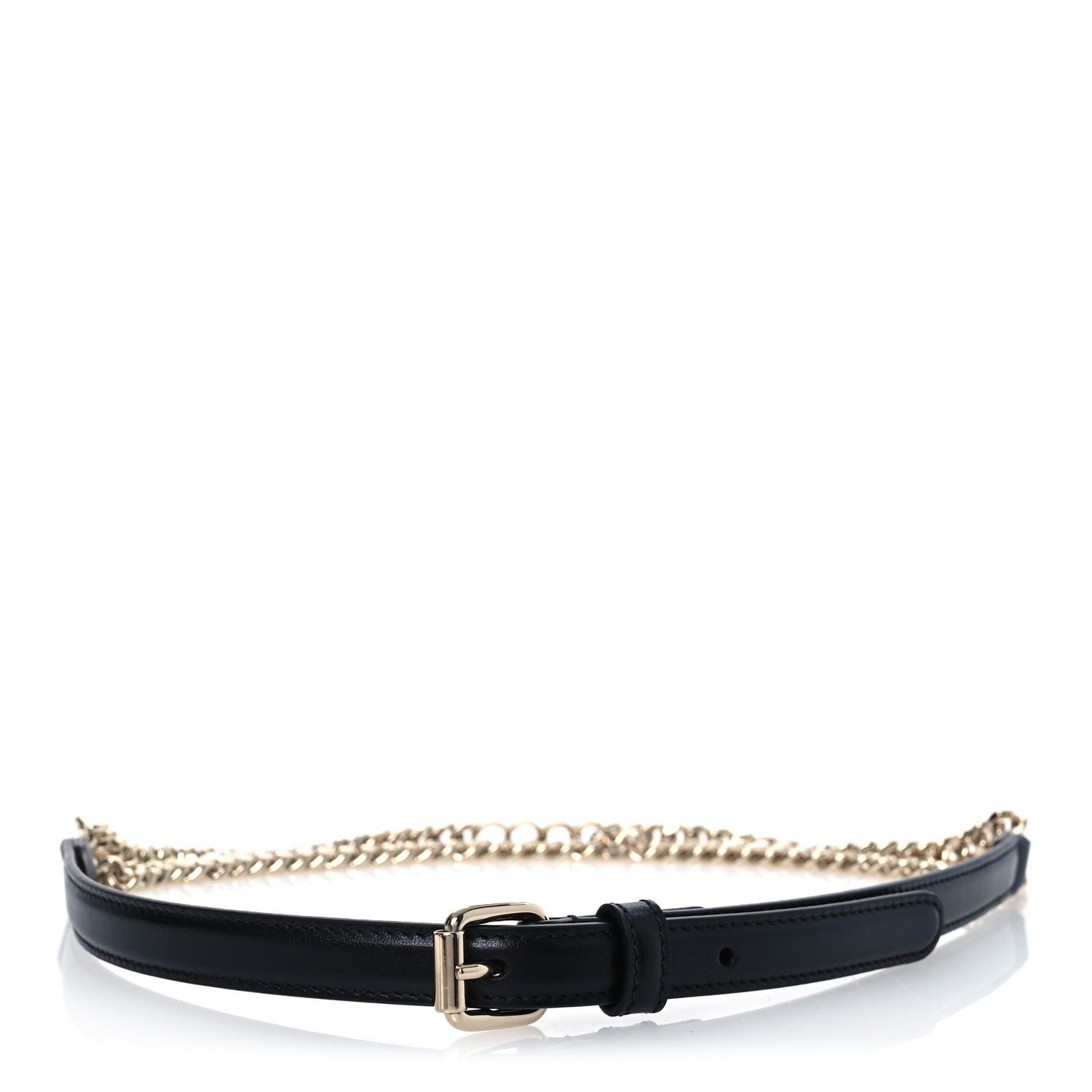 76c6f52bb9c7f3beb869e02ef6ebb0a9.jpg Calfskin Logo Chain Belt 70 28 Black - 图片 1