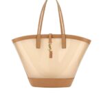 Two-Tone Vinyl And Leather Medium Panier Shopping Bag