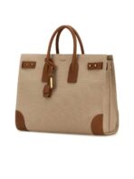 Two-Tone Canvas and Leather Large Sac de Jour Handbag - 图片 2