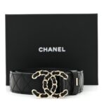 Lambskin Quilted CC Chain Belt 70 28 Black - 图片 6