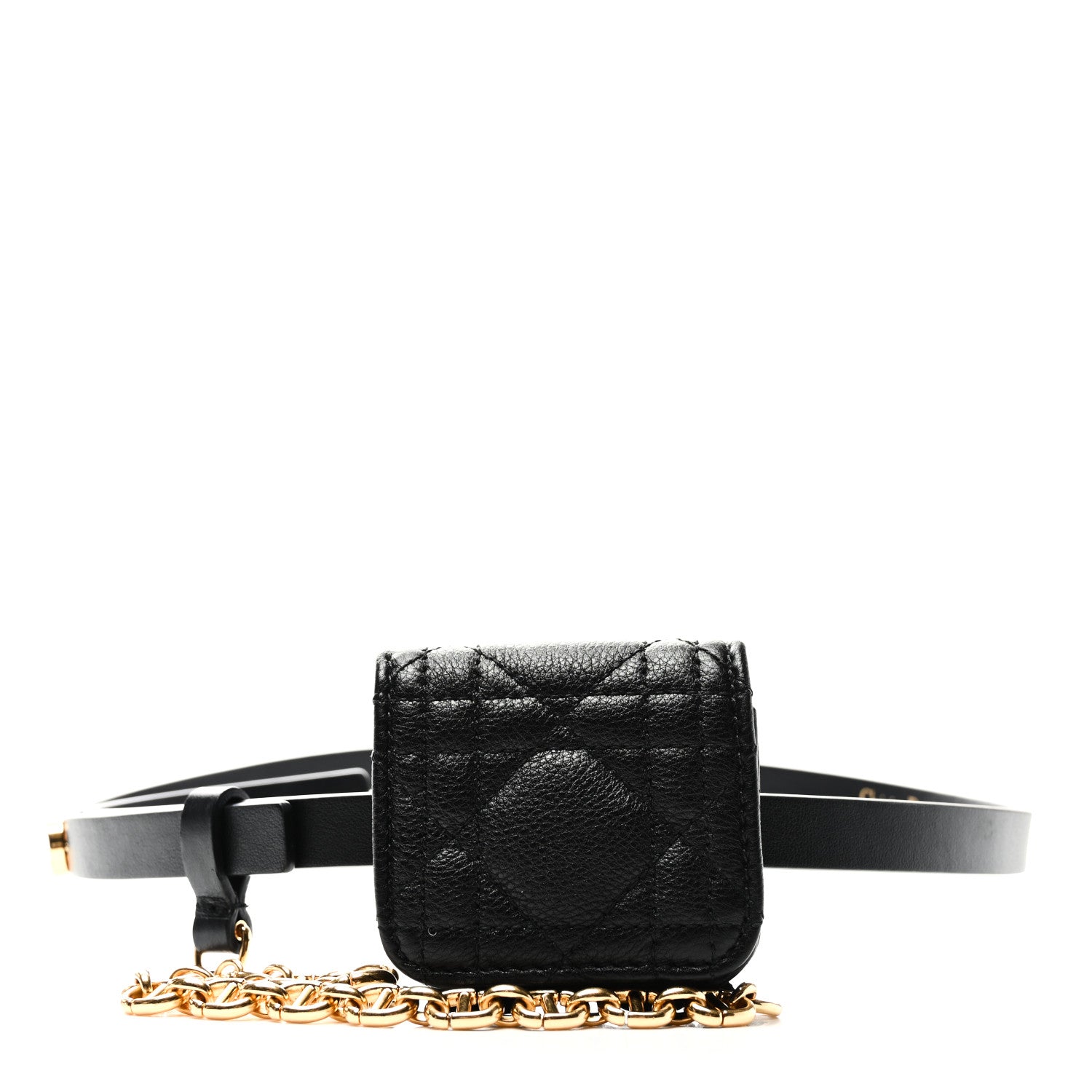 81b9226066ea99db6babd9efad6c3415.jpg Supple Calfskin Cannage Caro Airpod Pro Case Belt 70 Black - 图片 1