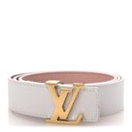 Taurillon Calfskin LV Initiales Reversible Belt 80 32 White Pink