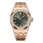 37mm 18k Rose Gold Diamond Bezel Green Dial Automatic