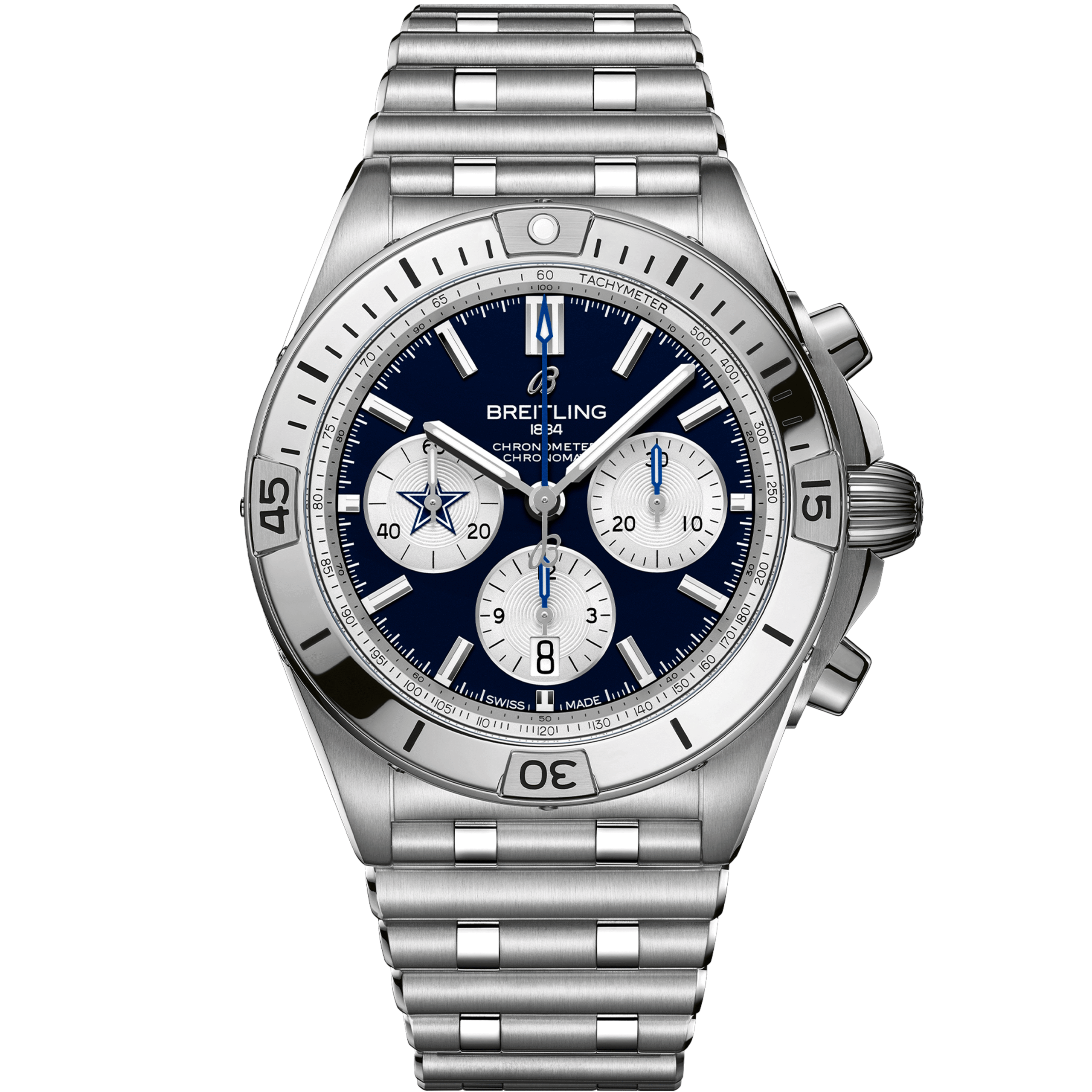 Chronomat_B0142_AB01342B1C1A1_STEEL_DALLAS_COWBOYS_DIGITAL.png Chronomat B01 42 NFL Dallas Cowboys Edition AB01342B1C1A1 - 图片 1
