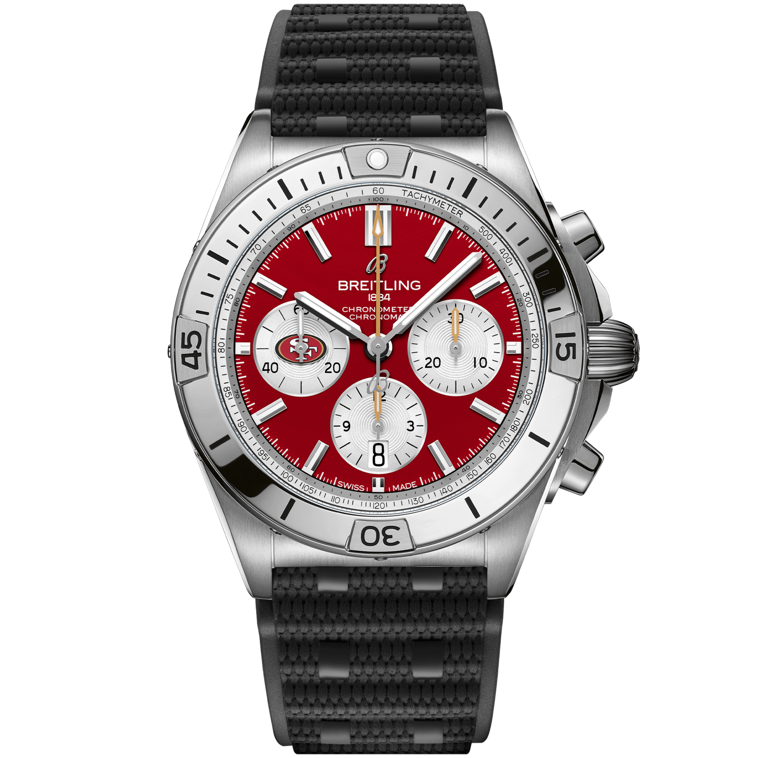 Chronomat_B0142_AB01342B1K1S1_RUBBER_SAN_FRANCISCO_49ERS_DIGITAL.png Chronomat B01 42 NFL San Francisco 49ers Edition AB01342B1K1S1 - 图片 1