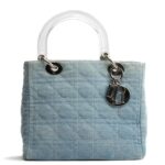 DIOR Vintage Medium Lady Dior w/Strap - Denim Cannage