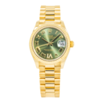 Rolex Ladies 31mm 18K Yellow Gold Datejust 278278 with Green Roman Diamond Dial and President Bracelet