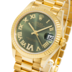 Rolex Ladies 31mm 18K Yellow Gold Datejust 278278 with Green Roman Diamond Dial and President Bracelet - 图片 2