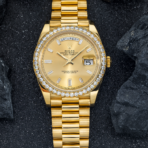 Rolex 18k Yellow Gold Day-Date 40mm, 228348RBR Factory Diamond Bezel and President Bracelet - 图片 5