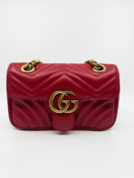 GG Marmont Mini Matelasse Red Leather Shoulder Bag - 图片 9