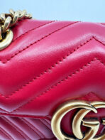 GG Marmont Mini Matelasse Red Leather Shoulder Bag - 图片 10
