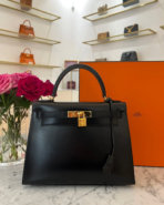 Hermès Kelly 28 Box Leather Black GHW - 图片 10