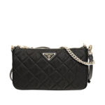 Prada Tessuto Nylon Quilted Chain Crossbody Bag in Black