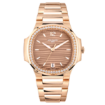 Patek Philippe Nautilus 7118/1200R-010 – 35mm Rose Gold – Brown Dial – Factory Diamond Bezel