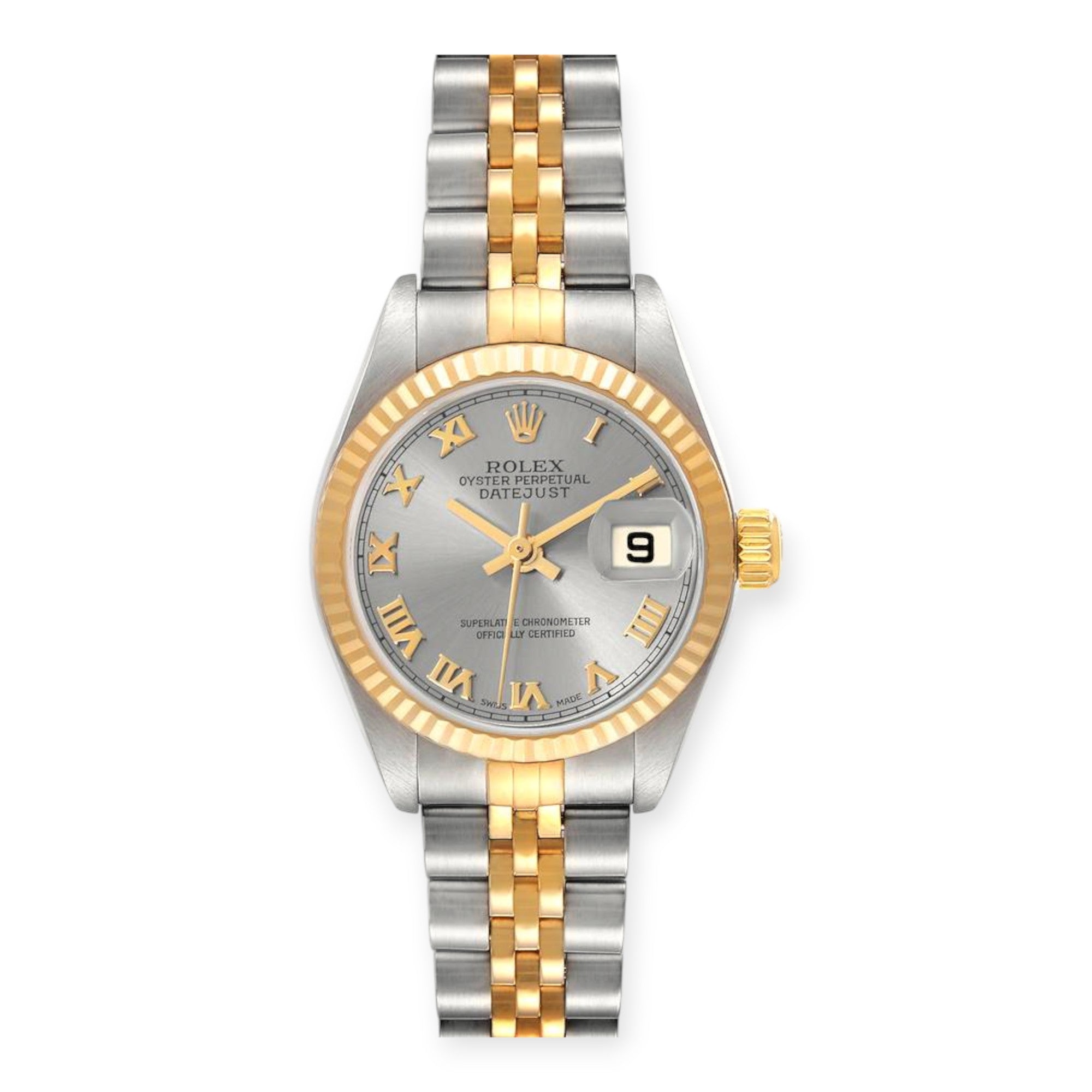 Pre-Owned-Rolex-Datejust-26mm-79173-Steel-Yellow-Gold-Silver-Dial-Ladies-Watch-JD-Watches-NY.jpg Rolex Datejust 26mm 79173 Steel Yellow Gold Silver Dial Ladies Watch - 图片 1