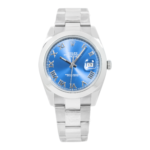 Rolex Datejust 41 Blue Roman Dial Ref 126300 Smooth Bezel Steel Mens Watch