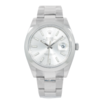 Rolex Datejust 41 Sliver Dial 126300 Smooth Bezel Steel Mens Watch