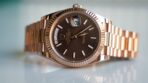 Rolex Day-Date 40 Chocolate Diagonal Motif Dial & Fluted Bezel 18K Everose Gold President 228235 - 图片 5
